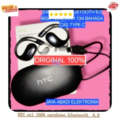 Y38  HEADPHONE BLUETOT HTC ORI 100% EARPHONE BLUETOOTH 6.0 ALAT TERJEMAH SEGALA BAHASA HANDSFREE BLU