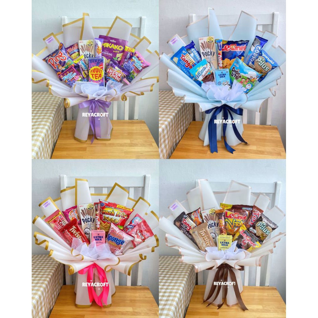 REYACRAFT Buket Snack Medium | Buket Makanan | Buket Wisuda Sempro | Hadiah Ulang Tahun | Buket Band