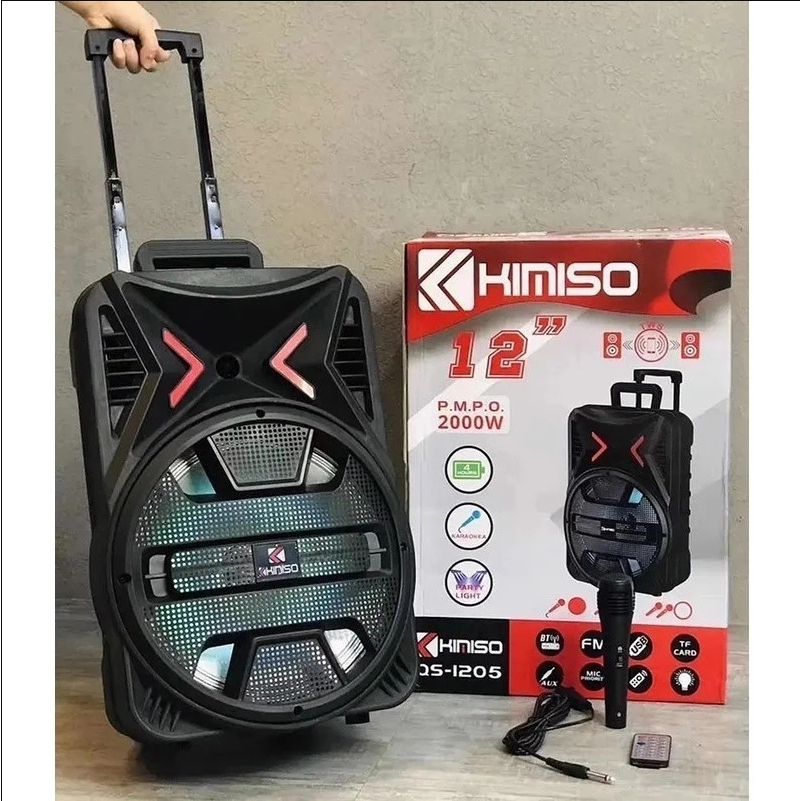 BlessS/ Speaker Aktif Bluetooth Portabel Kimiso QS-1205 + Microphone Kabel Free Remote Control