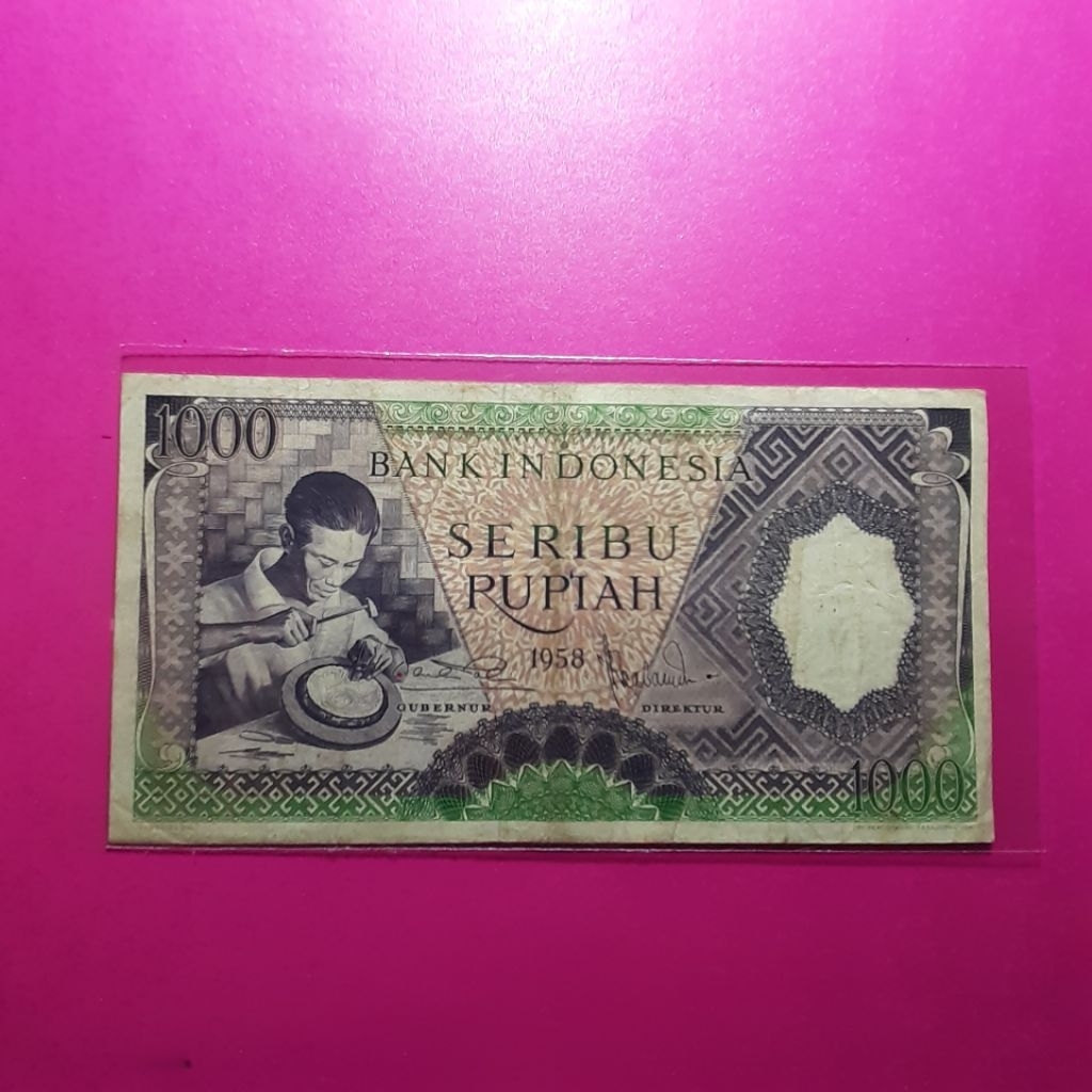 uang kuno 1000 rupiah pekerja 1958 hijau