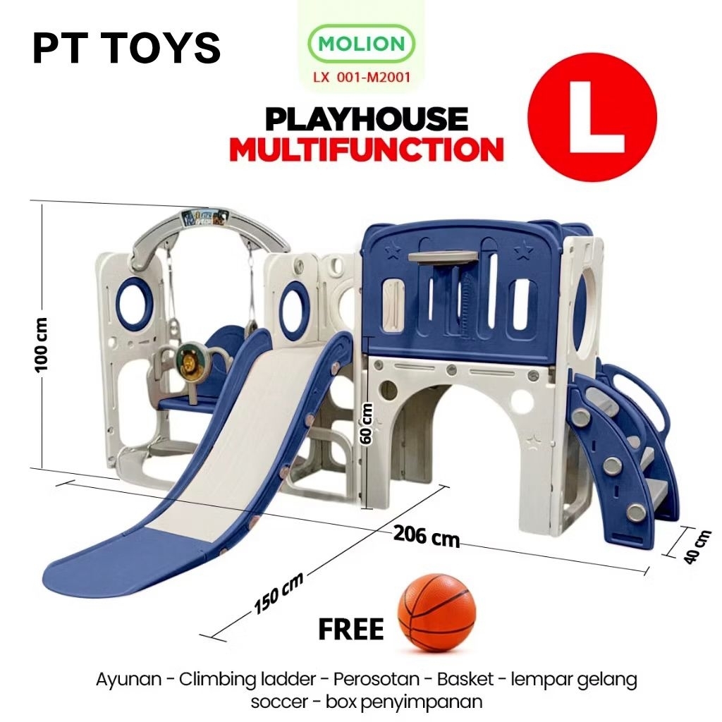 PT TOYS - Playhouse Playground Anak Slide Prosotan Ayunan Mainan Indoor Outdoor Taman Bermain Anak L