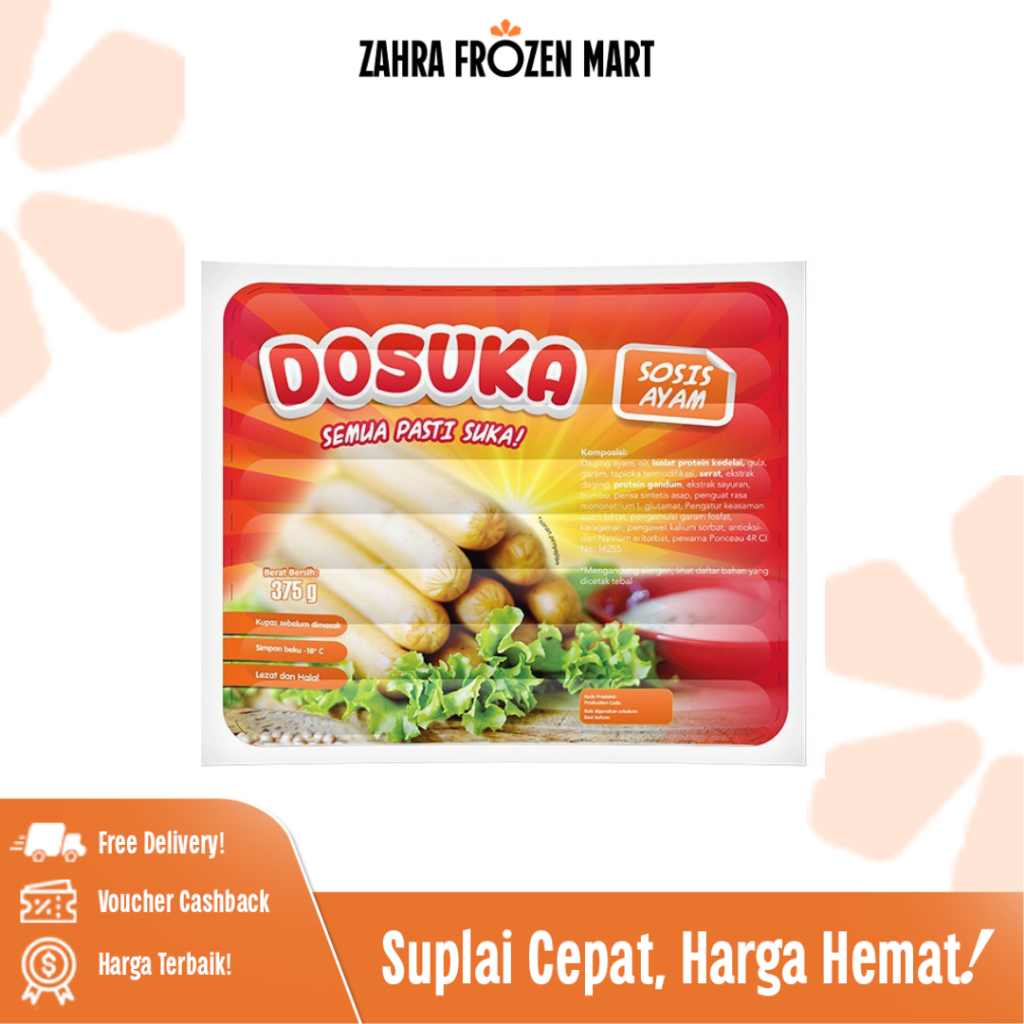 Dosuka Sosis Ayam 375gr / 500gr / 1kg – Sosis Frozen Gurih & Lembut