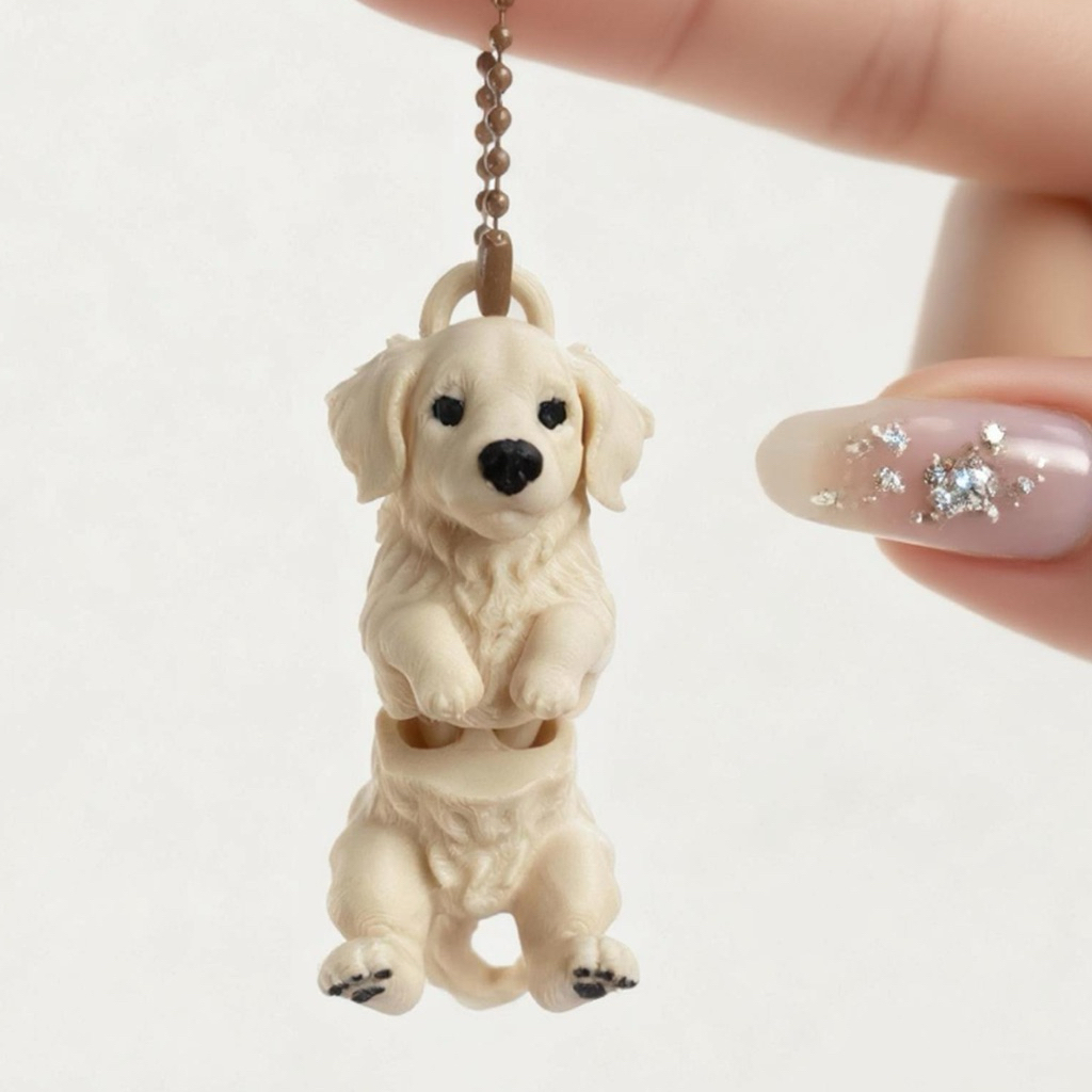 Ganci Doggy Golden Retriever Pose Duduk Lucu Gemas - Aksesoris Keychain Anjing Tas Motor Mobil Aesth