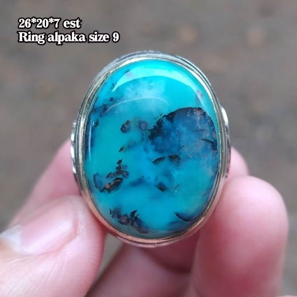 Cincin batu akik hijau garut cikolak jenis tembaga