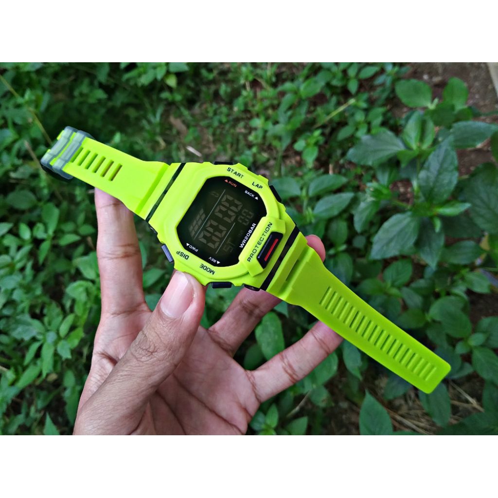 TERBARU JAM TANGAN SPORT DIGITAL PRIA WANITA TALI RUBBER HIJAU STABILO UNISEX LED