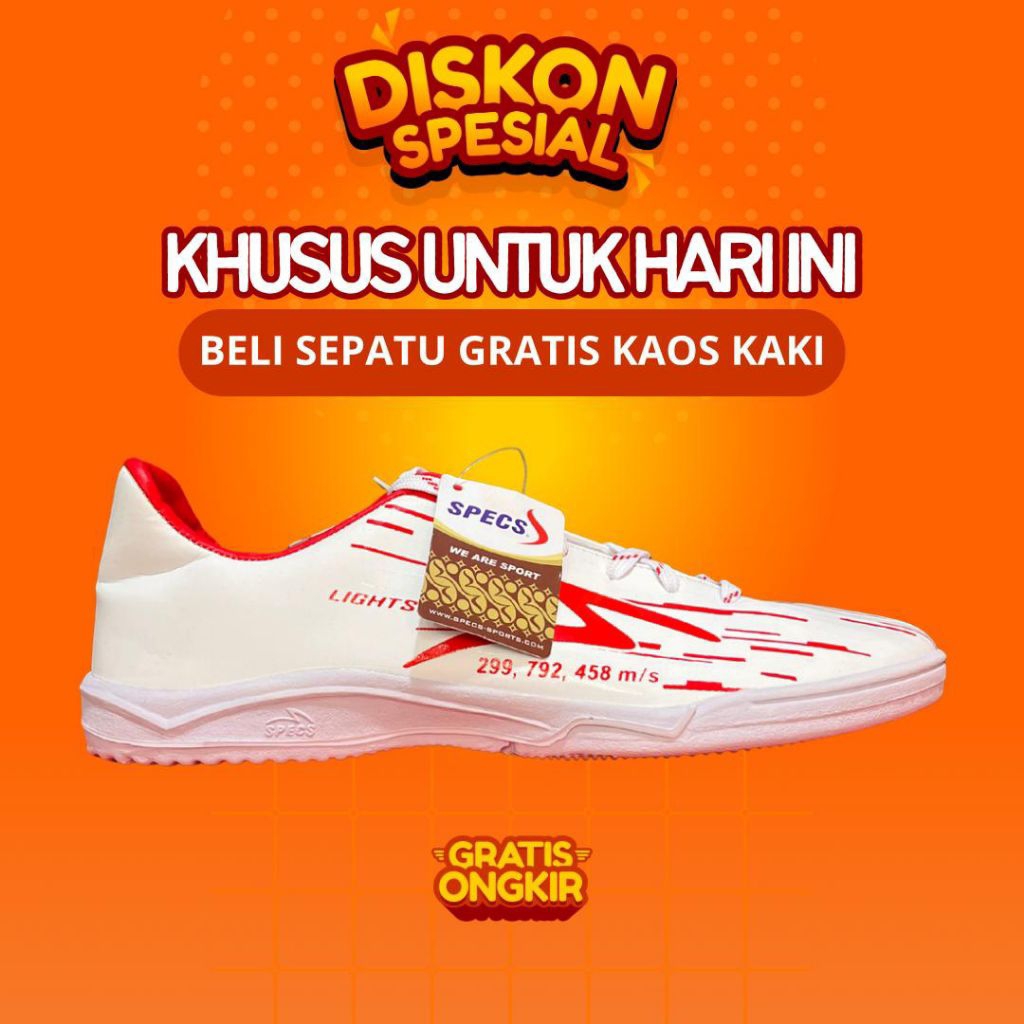 (BISA COD) Specs Lightspeed Reborn IN Red White Premium