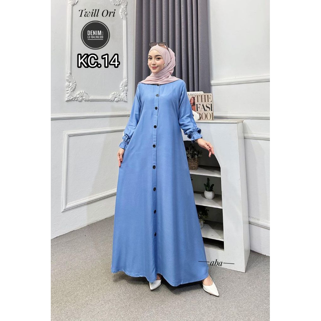 Gamis Twill Polos Tebal Homedress Busui Kancing Depan Gamis Jumbo