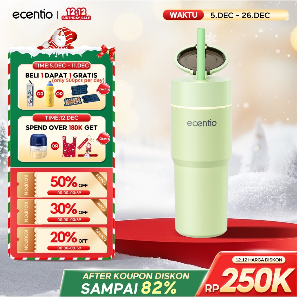 ecentio Portable Juicer Tahan Dingin 24 Jam Blender 10 Pisau Mini Juicer 700ml Double Wall Stainless