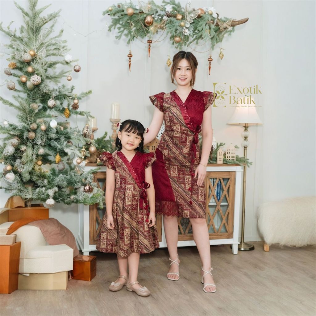 Aurora Dress/Batik Couple Set/Batik Natal/Batik Pesta/Batik Kondangan/Batik Couple Family Modern