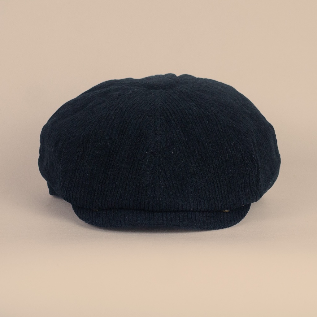 DIVINCES Newsboy Cap Gatsby Black Corduroy - Topi Vintage Copet Peaky Blinders / Tom Shelby Unisex