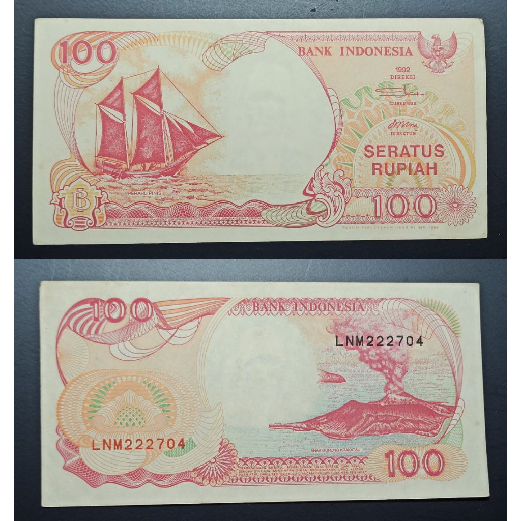 uang kuno Indonesia 100 rp tahun 1992 p2508