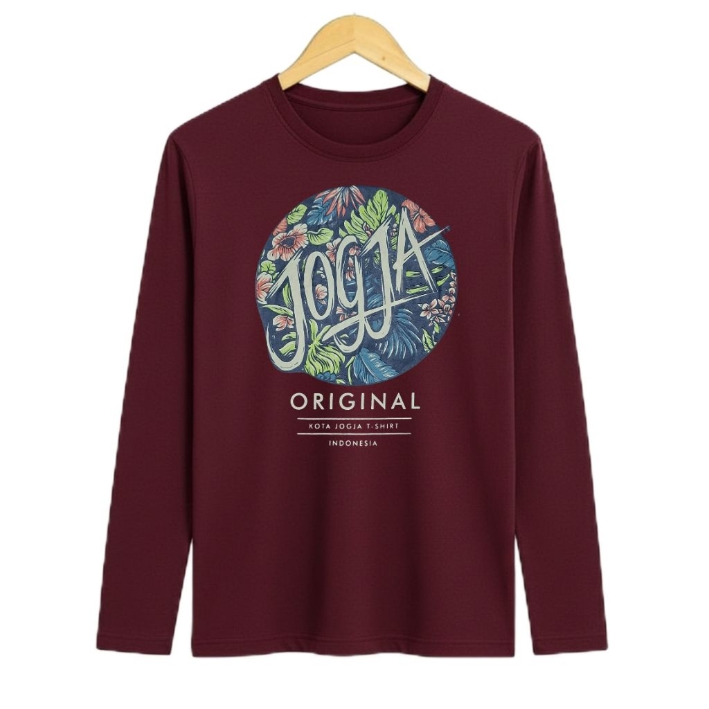 KAOS JOGJA ORIGINAL JOGJA KAOS JOGJA LENGAN PANJANG WARNA MERAH MARUN KAOS JOGJA OLEH OLEH KHAS JOGJ