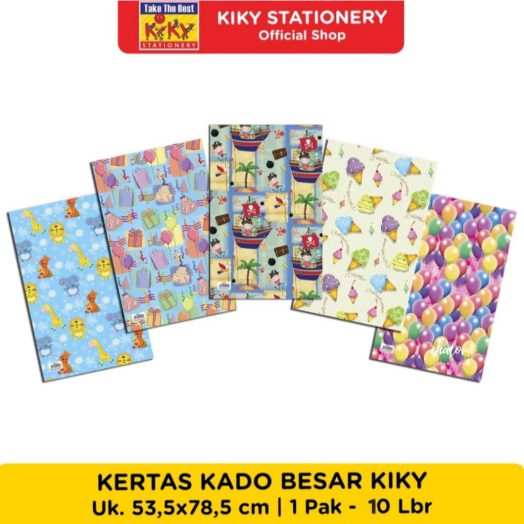 [PAK] KERTAS KADO BESAR KIKY MOTIF LUCU DAN BATIK ISI 50 LEMBAR / KERTAS KADO ULANG TAHUN KIKY / KER