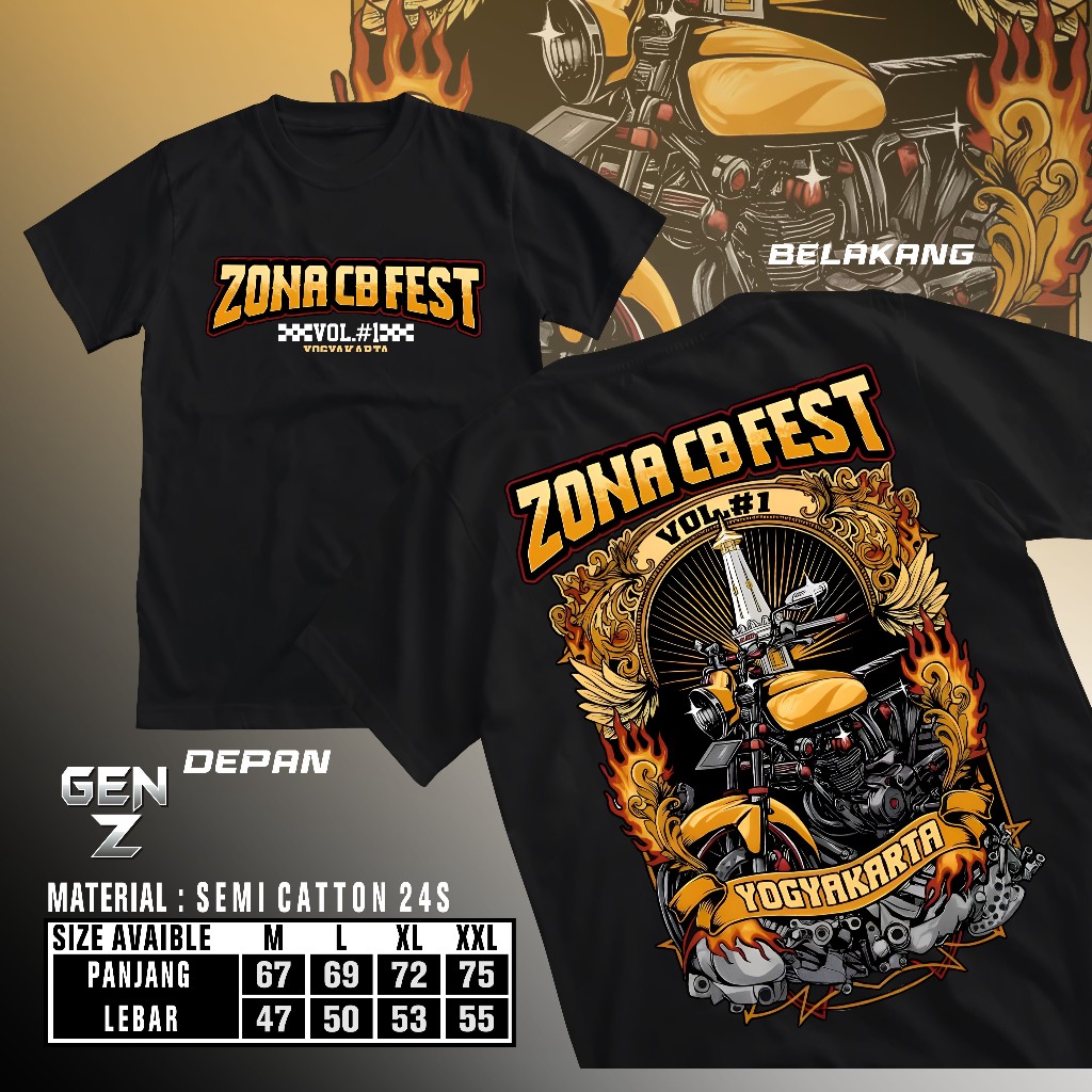 Kaos ZONA CB FESTIVAL / Kaos HONDA HEDON ZONACB / Kaos Racing CB GLPRO GLMAX MEGAPRO GL100 TIGER HER