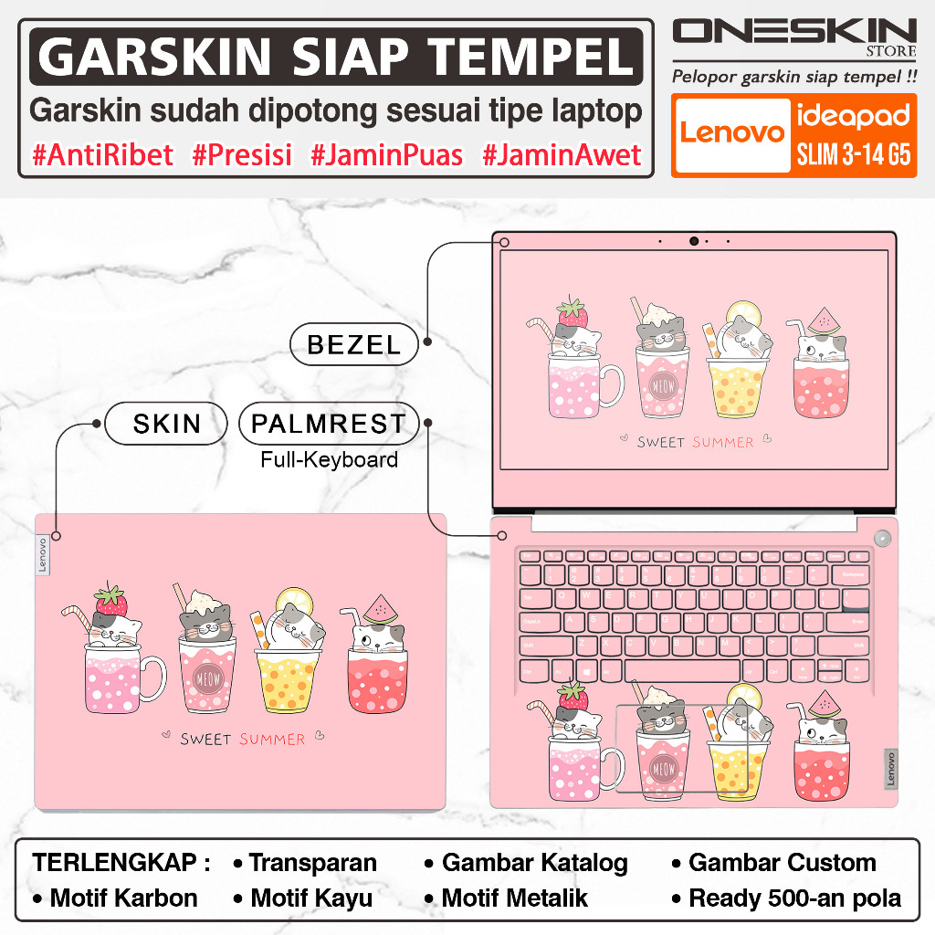 Precut Garskin Sticker Laptop Skin Perfect Fit Kompatibel dengan Lenovo IdeaPad Slim 3 3i-14 14ADA05