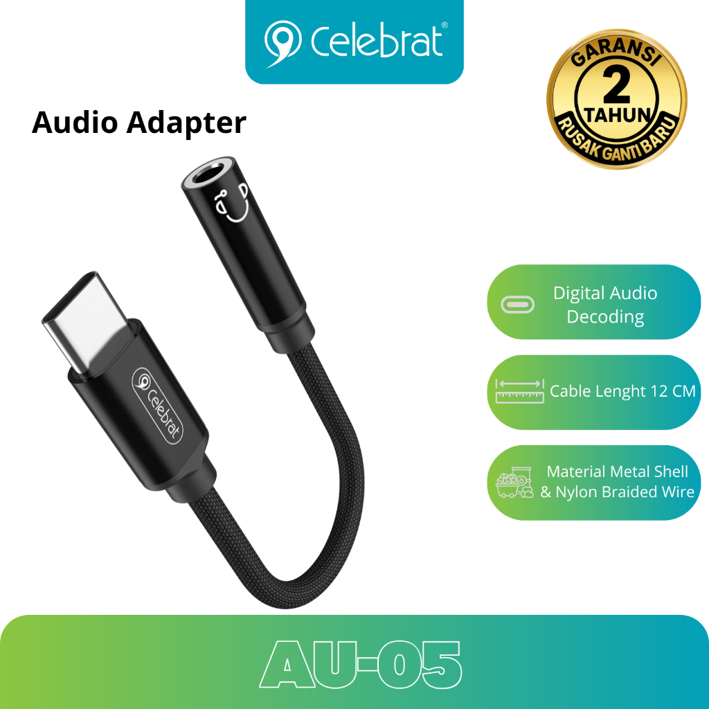 Celebrat Audio Adapter Connector Type-C To Audio Sambungan Kabel HP Konverter Audio Headset