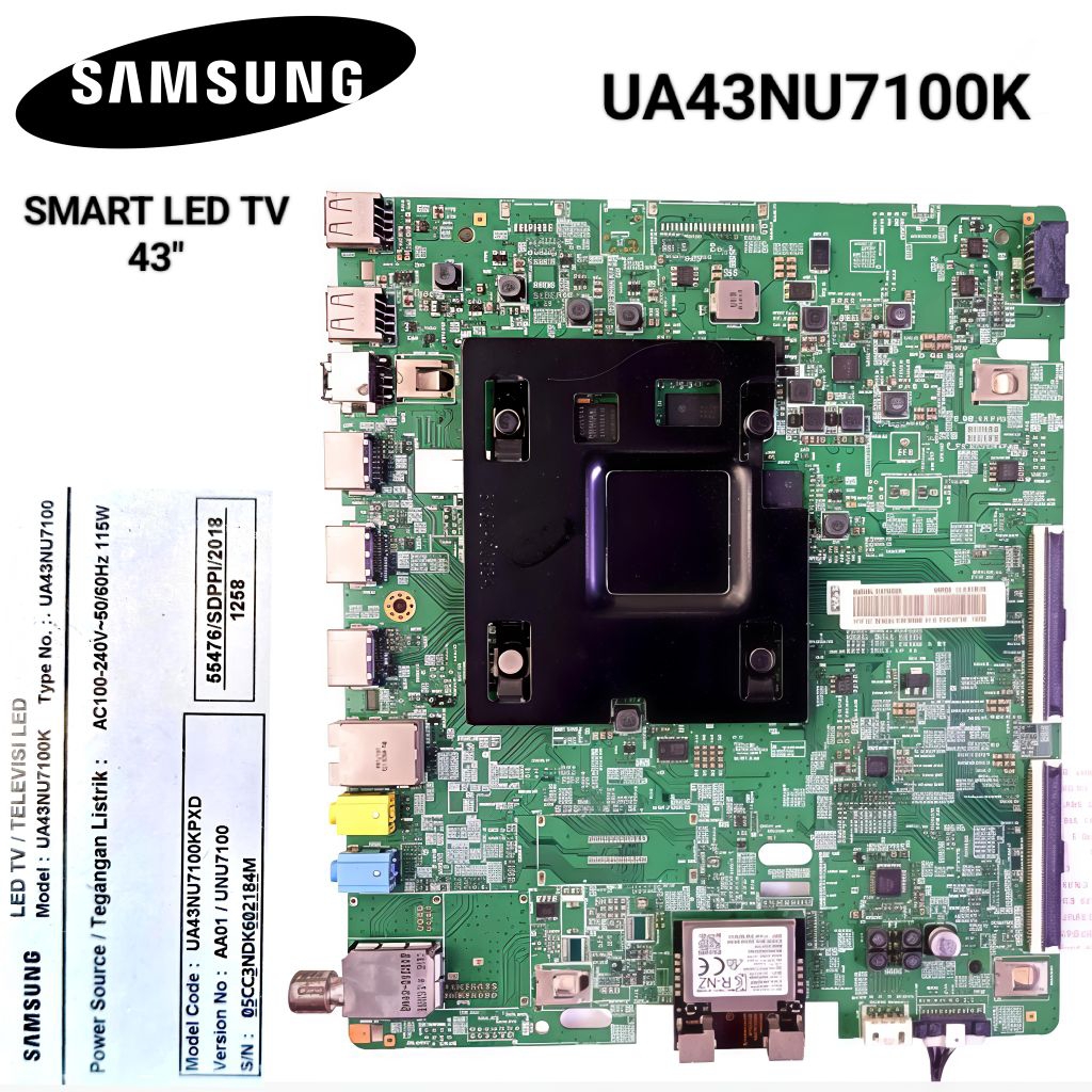 MB + PSU SAMSUNG SMART LED TV UA43NU7100K UA 43NU7100K NU7100 Power Supply & Mainboard Part Mesin TV