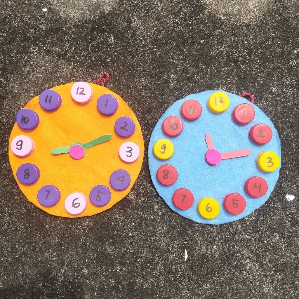 JAM DINDING DARI KARDUS DAN TUTUP BOTOL JAM KARDUS DAUR ULANG PRAKARYA SEKOLAH PRAKARYA JAM DINDING 