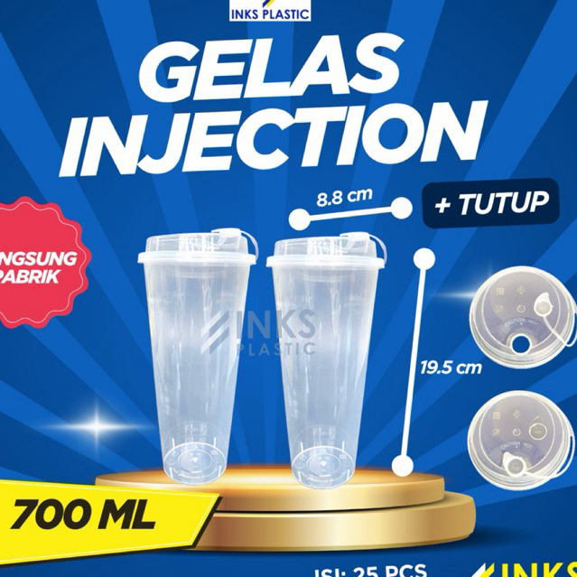 GELAS INJECTION 700 ML BENING CUP PP 700ML + TUTUP