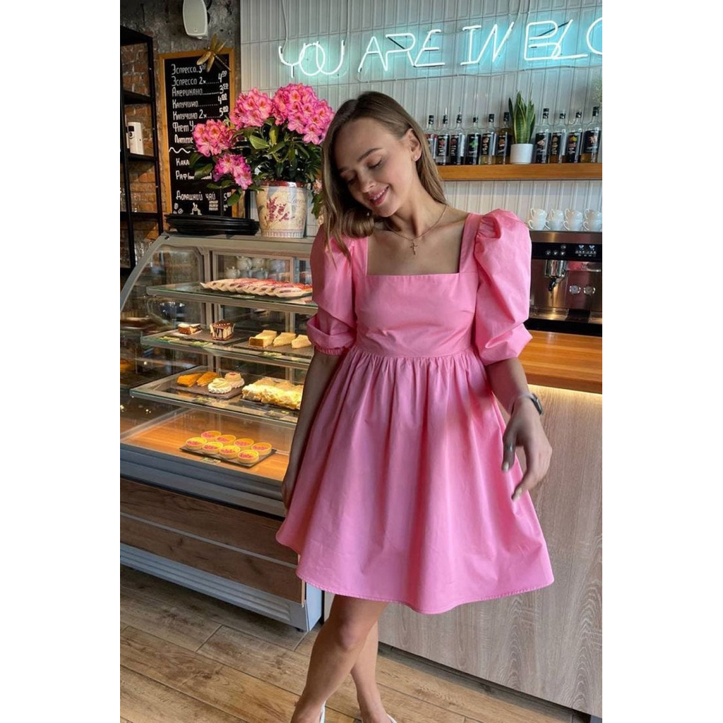 Hima – Puff Sleeve Square Neck Mini Dress Putih | Dress Pendek Wanita Korean Style