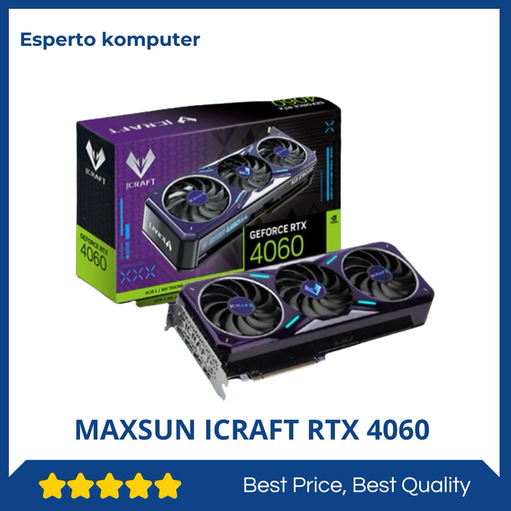 VGA MAXSUN ICRAFT RTX 4060 8GB GDDR6 OC Triple Fan RGB Fullset Garansi On