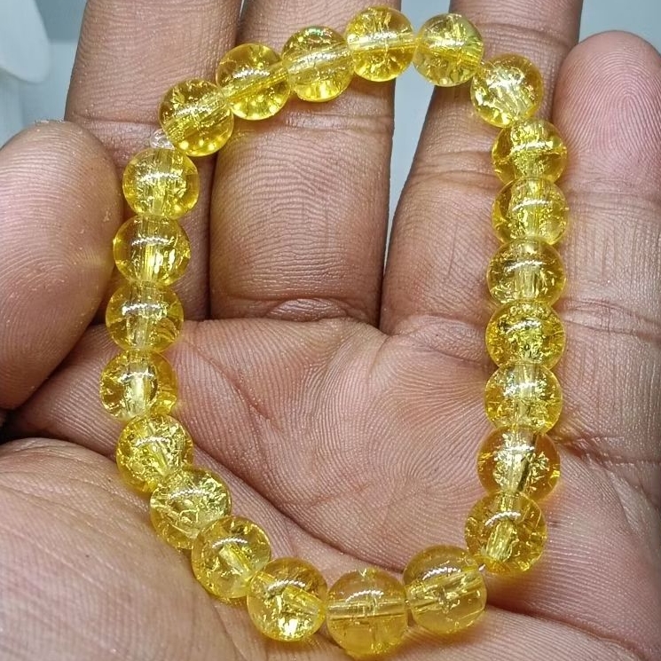 Gelang Batu Yellow Citrine , Pecah Seribu 8 mm