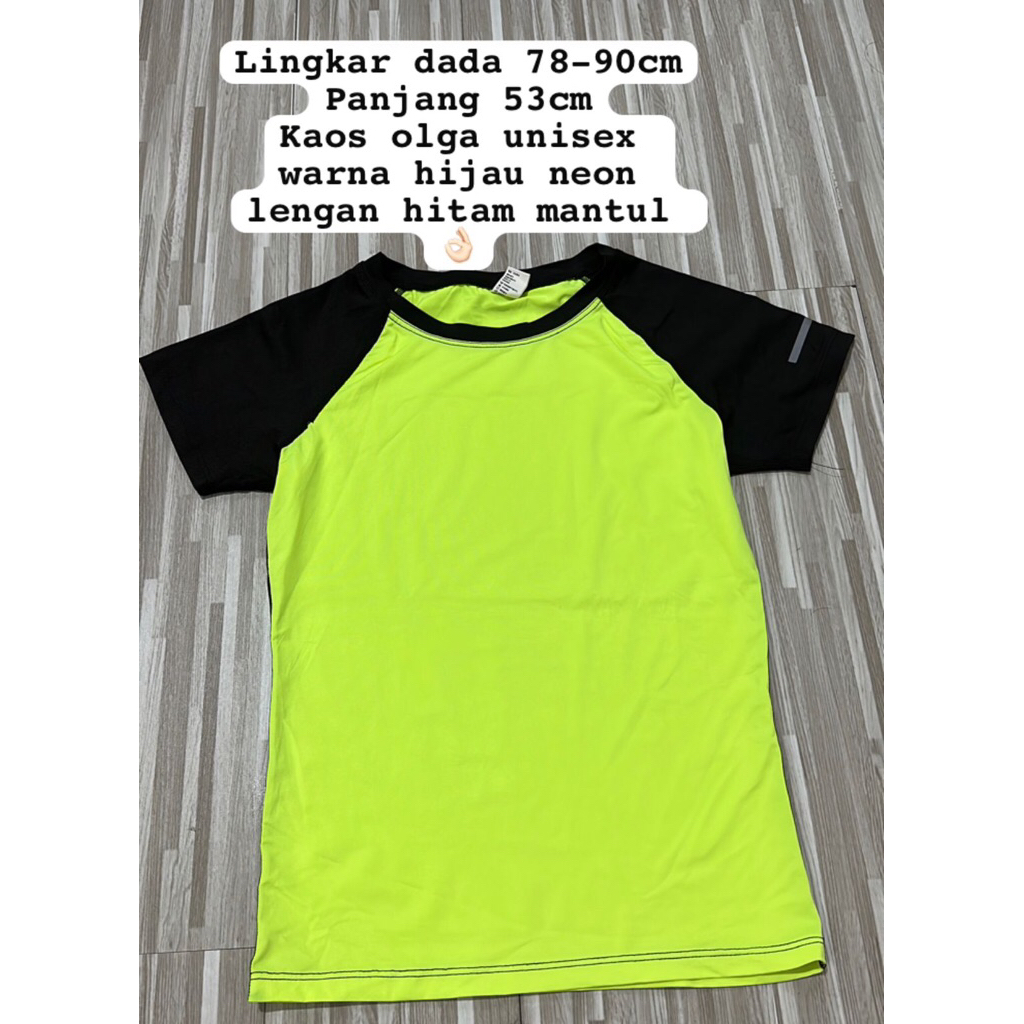 Kaos olga unisex hijau neon