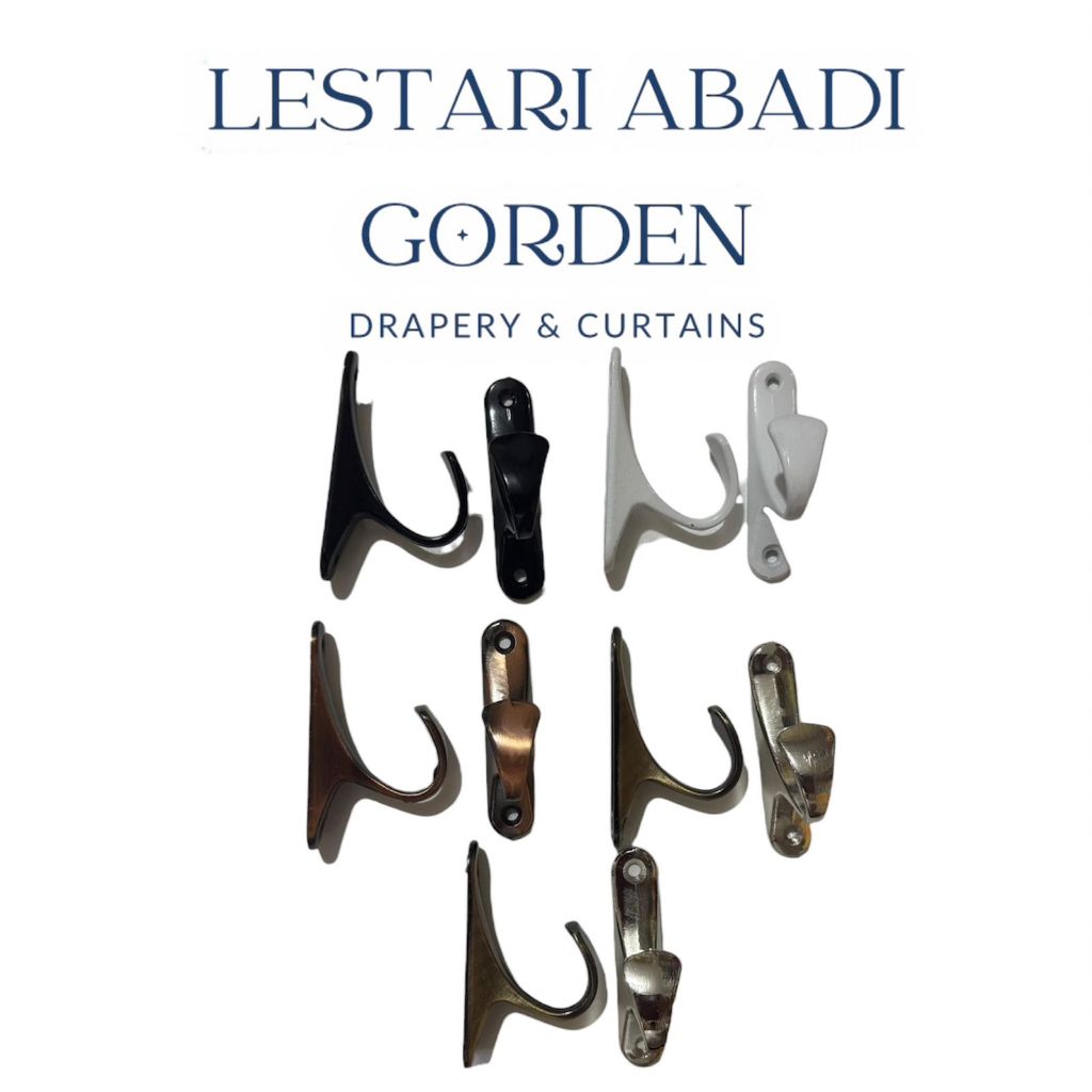 HOOK GORDEN / PENGAIT TALI GORDEN / CANTOLAN GORDEN - HOOK HANGAR coklat hitam putih silver  hijau