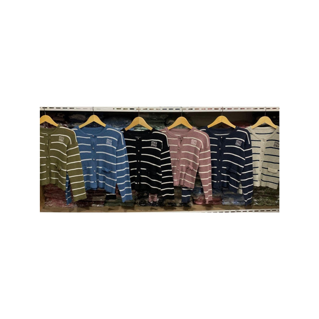 cardigan wanita garis miu miu | florelia.id