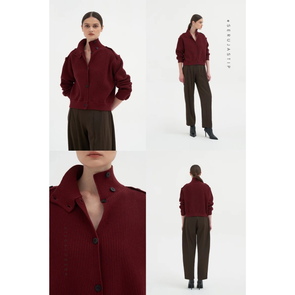 ready DUMA Rhodd knit jacket - jaket rajut perempuan maroon beige black best seller