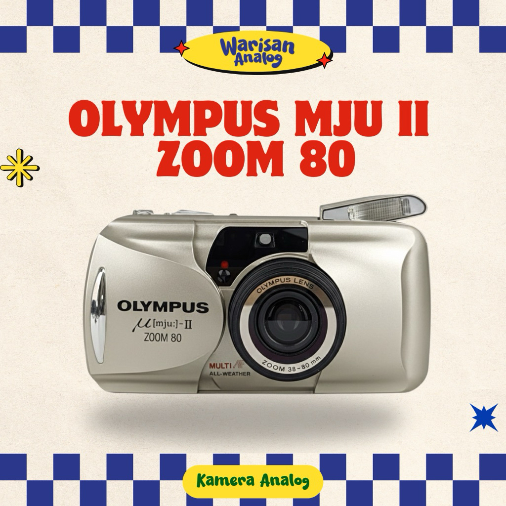 KAMERA ANALOG OLYMPUS MJU II ZOOM 80 (PREMIUM) | REUSABLE CAMERA FILM 35MM | KAMERA FILM