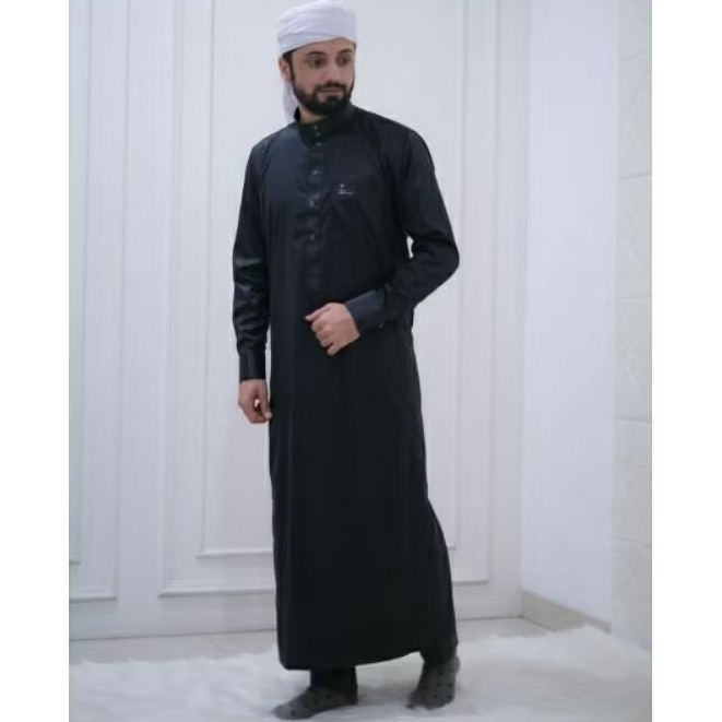 {COD} Gamis Pria Lengan Panjang Pakai Kancing/Gamis Thuba Pria Original/Gamis Hijau Botol