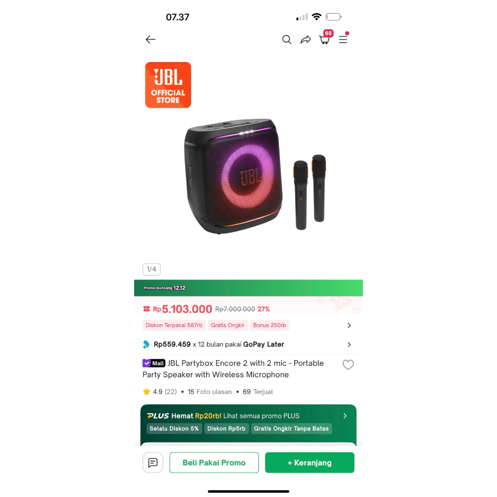 jbl party box encore 2 original baru sehari pake