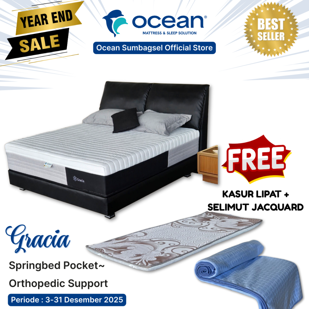 [OOS PTC] Springbed Ocean Gracia (37 cm) – Zero Motion Transfer, Orthopedic Support, Ultra Cool Fabr