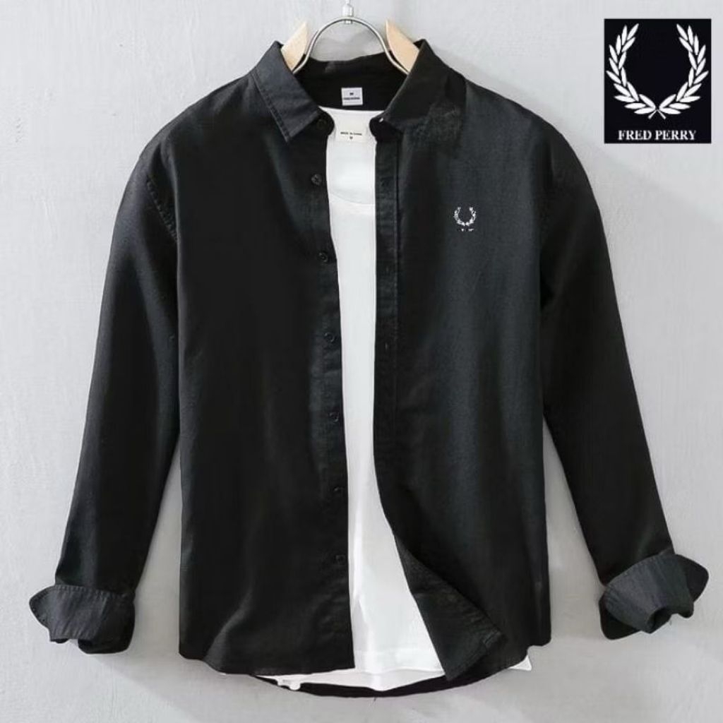 Kemeja Lengan Panjang Fred Perry Premium / Kemeja Lengan Panjang Pria Kasual dan Formal