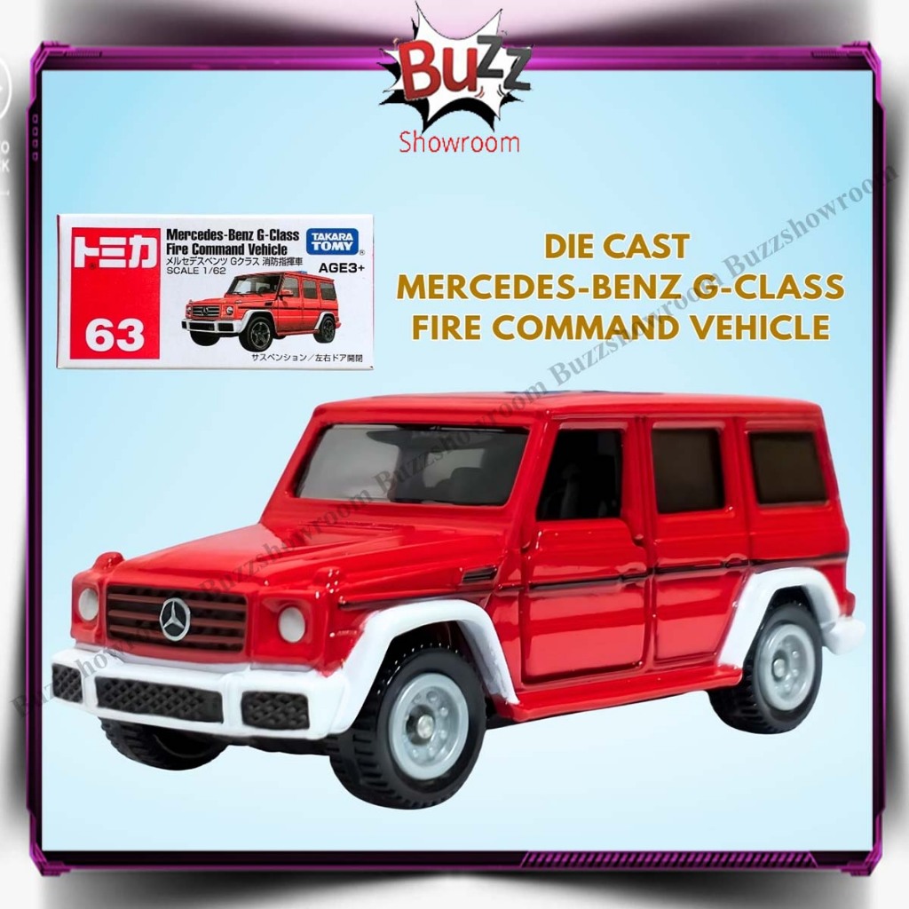 Diecast Mercedes-Benz G-Class Fire Command Miniatur Mobil Metal Takara Tomy Tomica Regular 063 63