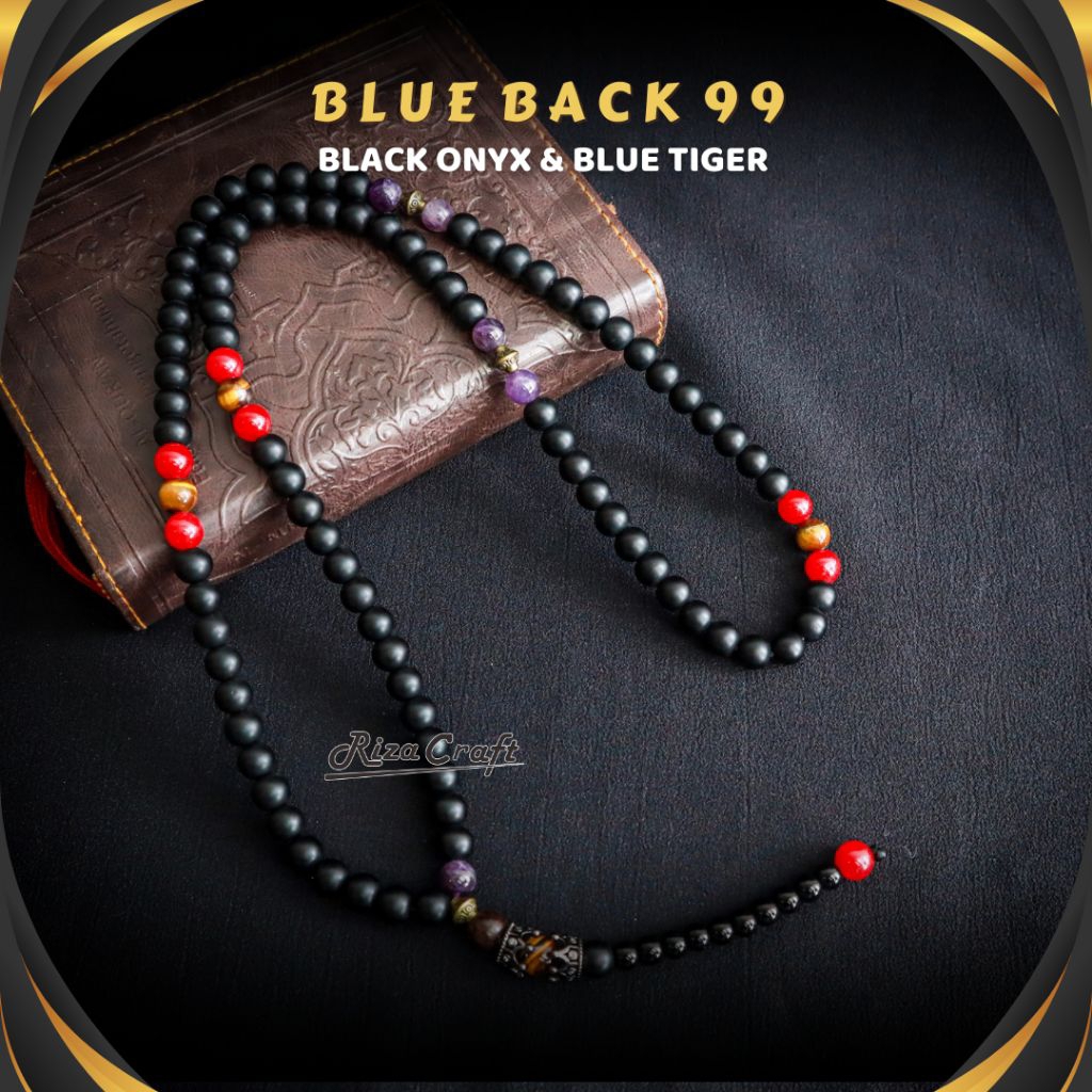 Tasbih Blue Black 99 Butir Aesthetic Batu Onyx Hitam Garnet Merah Kecubung Ungu ASLI 100% Original B
