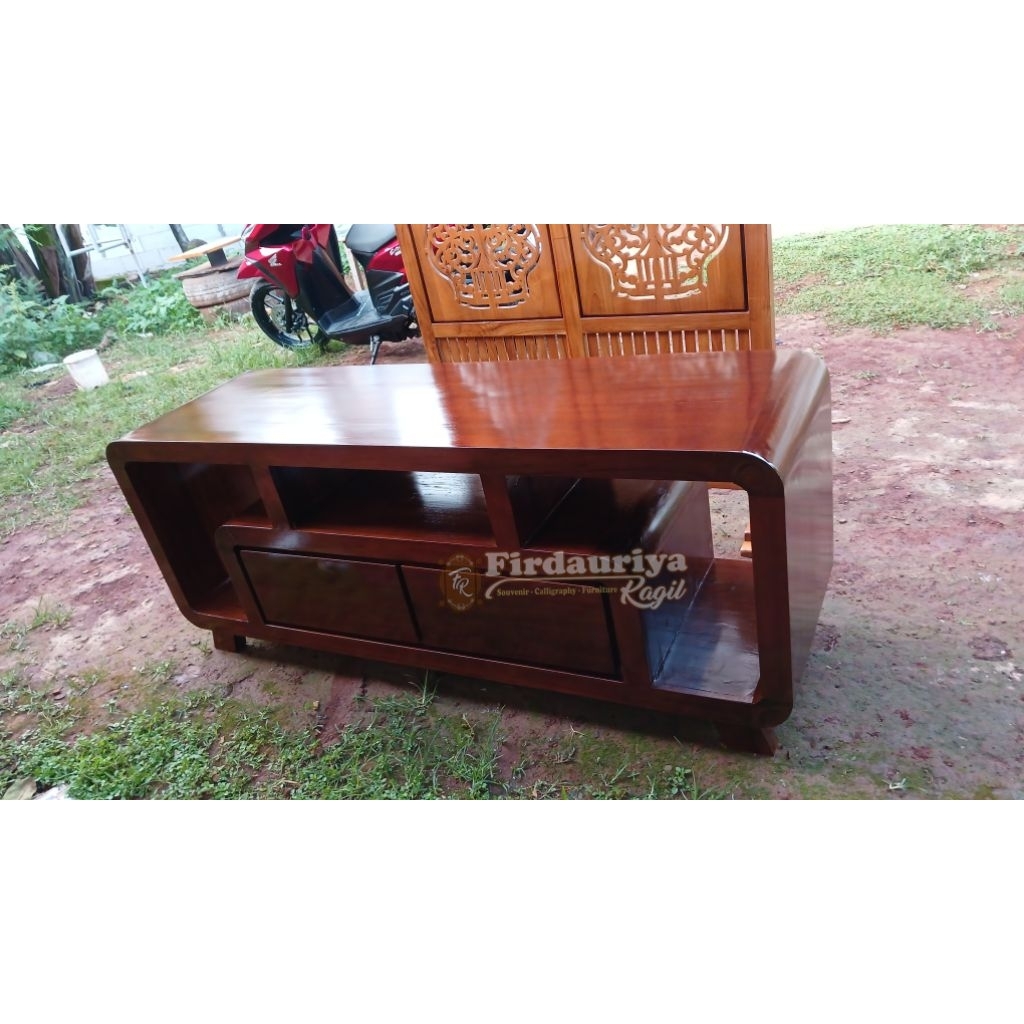 Buffet bufet bifet tv meja tv kayu jati perhutani grade A minimalis antik jepara mebel laci 2 kabine