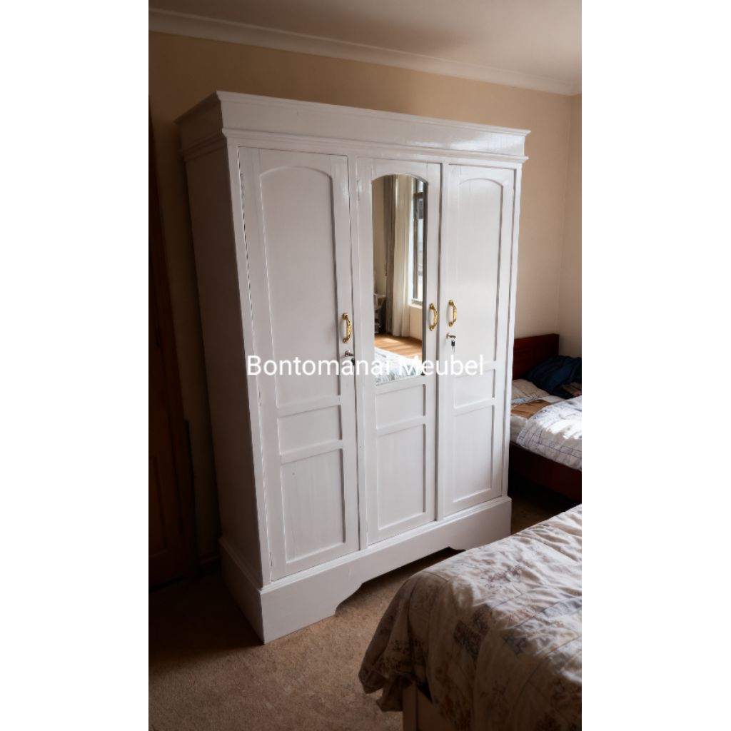 Lemari Pakaian Kayu Jati 3 Pintu | Lemari Baju Jati Full Kayu