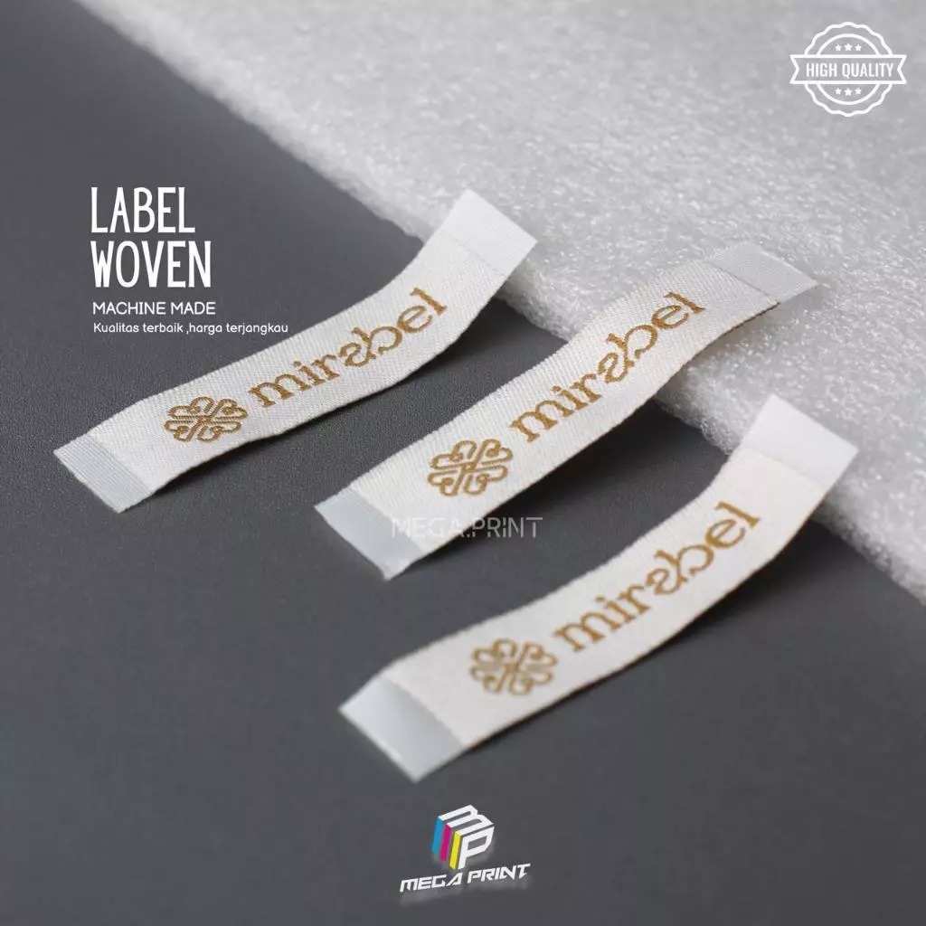 Label Woven Custom 1,5x5cm Label Woven Bordir Label Woven Damask Label Woven Premium Free Desain