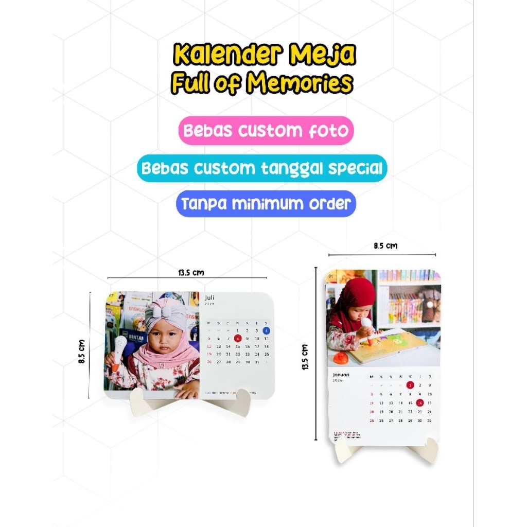 KALENDER MEJA STANDING 2026 CUSTOM FOTO DAN TANGGAL SPECIAL PENTING
