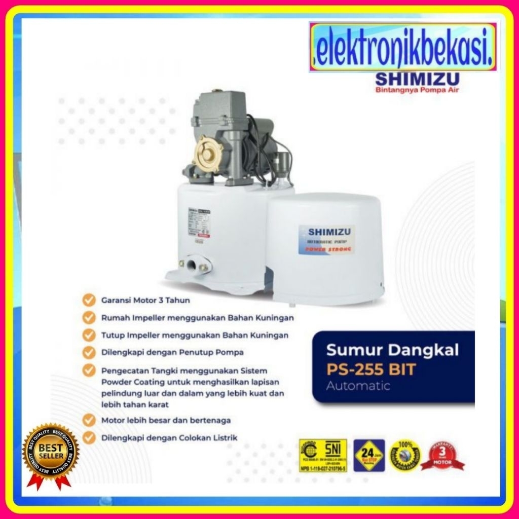 POMPA AIR SHIMIZU PS 255 BIT / POMPA SHIMIZU OTOMATIS 255 BIT / SHIMIZU PS-255BIT OTOMATIS POMPA