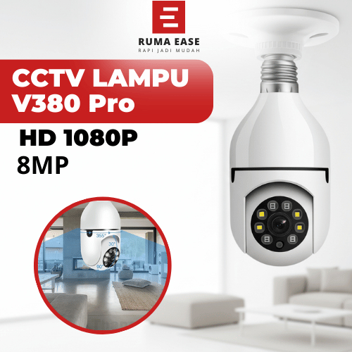 CCTV V380 Pro Tanpa Kabel 8MP CCTV Lampu Bohlam Indoor Wifi 360 PTZ