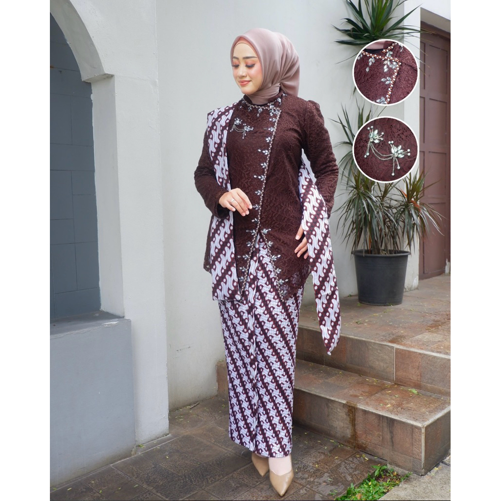 set kebaya janggan modern kebaya janggan kretek  kebaya jumbo LD 120 kebaya adat jawa kebaya tunik m