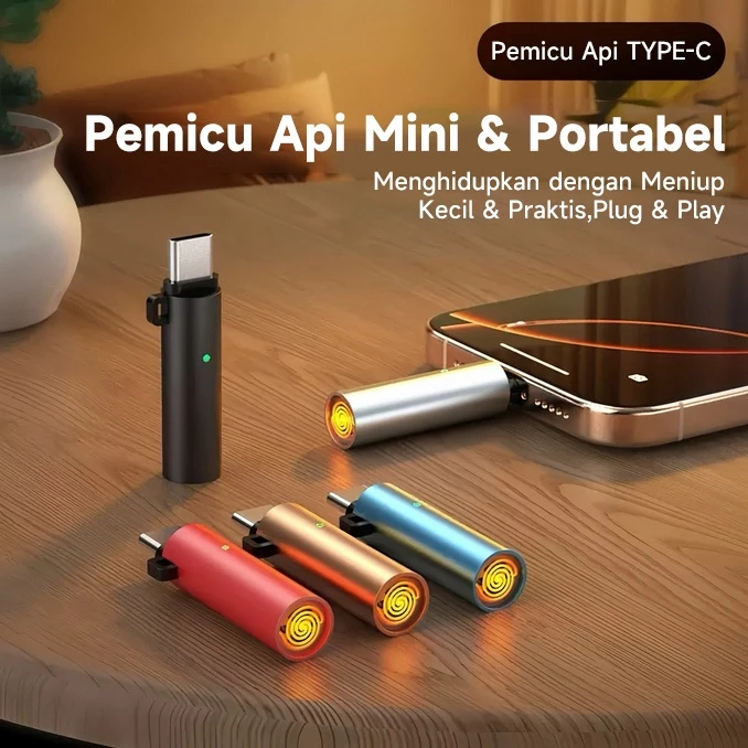 Type-C Pemantik Rokok Ponsel Paduan Aluminium Pemantik Elektronik Coklat Electronic Cigarette Lighte