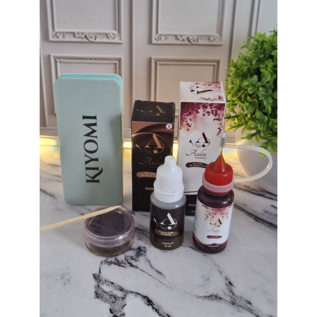[PAKET OMBRE] Aulia Henna Ombre maroon+coklat | Maroon+hitam Inai Kuku kutek Kuku Pewarna Kuku Halal