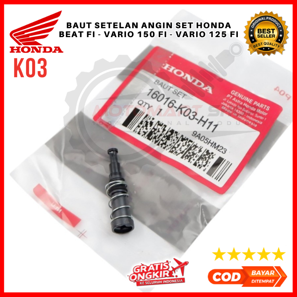 Baut Setelan Angin Beat FI / Baut Setelan Angin Set Honda Vario 150 & Vario 125 FI - 16016-K03-H11