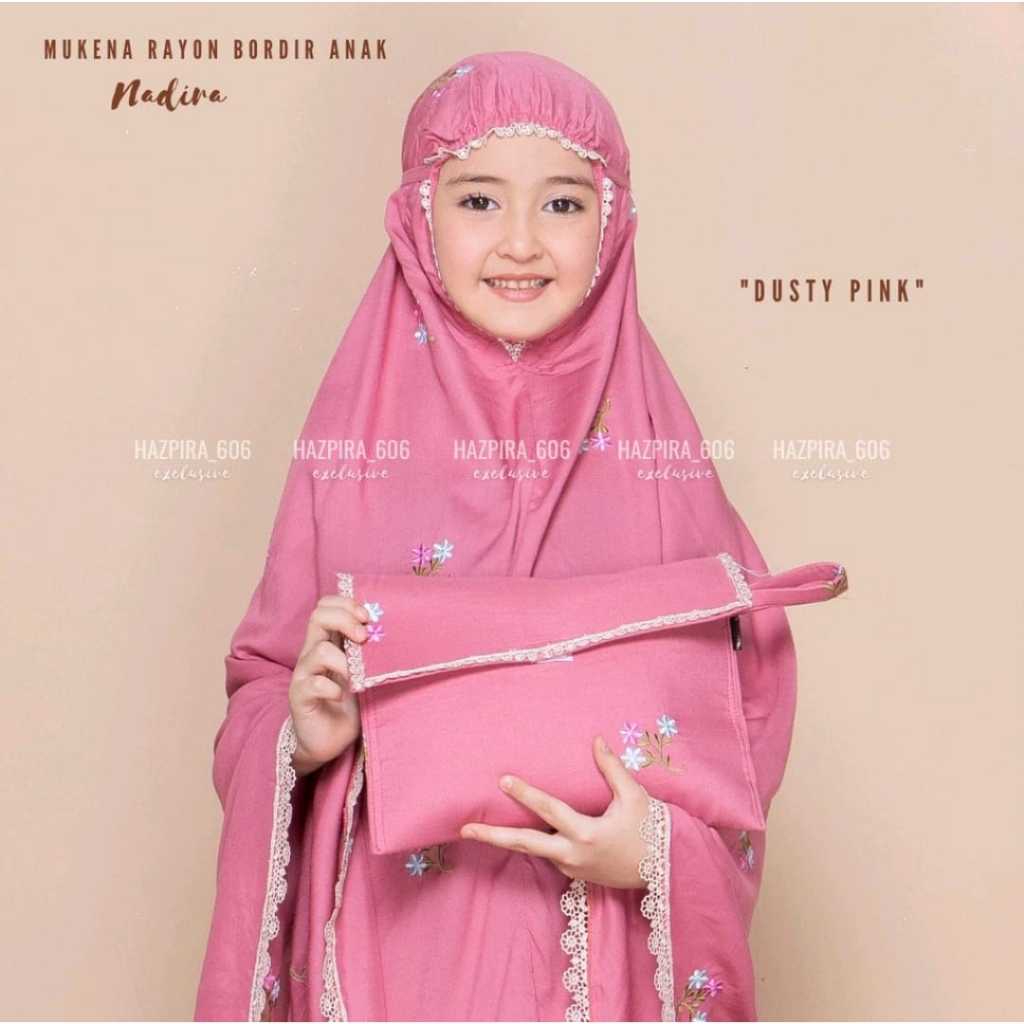 MUKENA ANAK KATUN RAYON BORDIR NADIRA UMUR 5-15 TAHUN