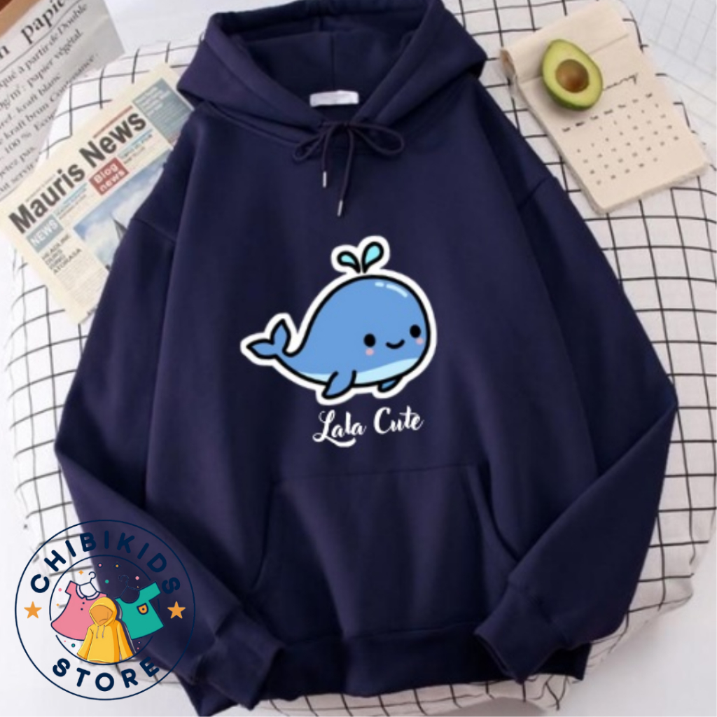 Jaket Hoodie Blue Whale Sweater Anak Laki-laki Perempuan Bahan Fleece Premium Chibikids57