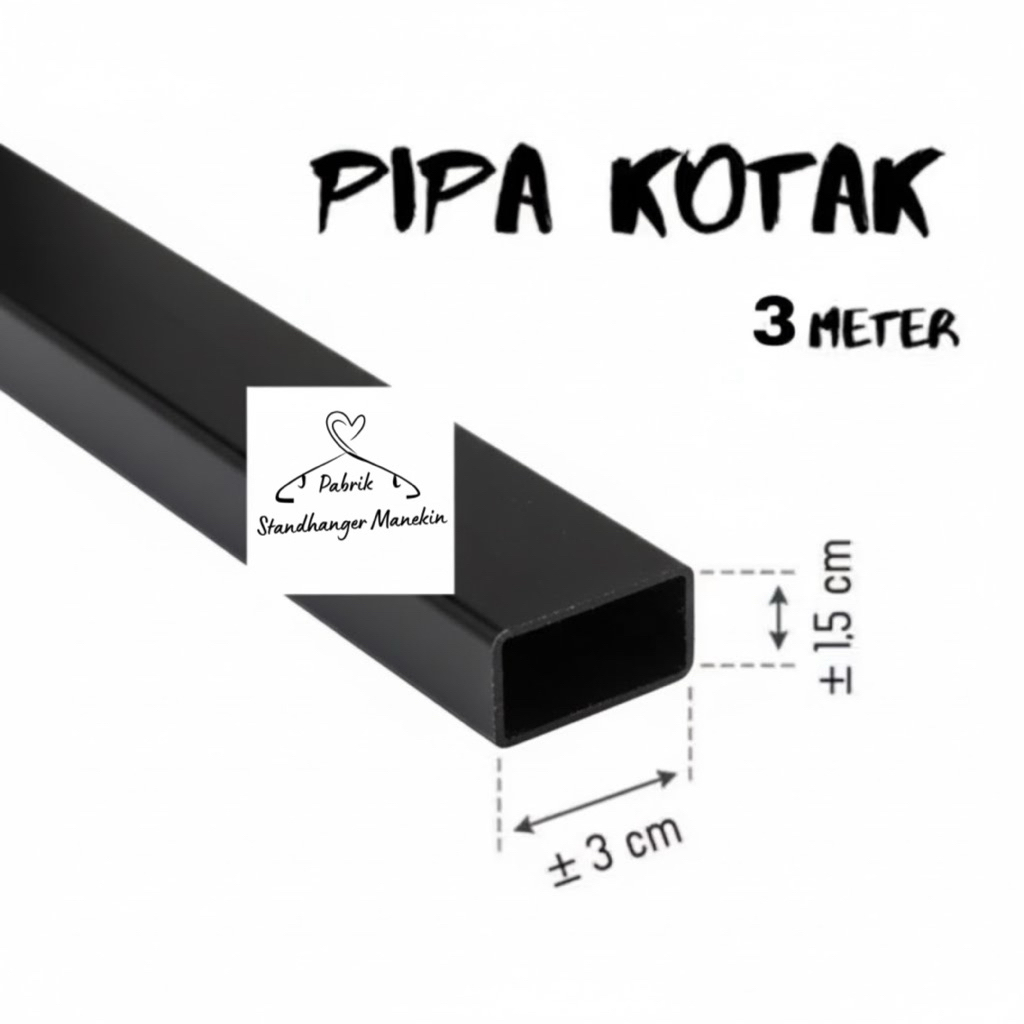 Pipa Kotak Stainless Cat BLACK 300 cm | Pipa Kotak Display | Besi Kotak Hitam 3 Meter | Besi Pipa Ko